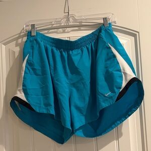 Nike Women’s Turquoise Athletic Shorts with White and Black Accents